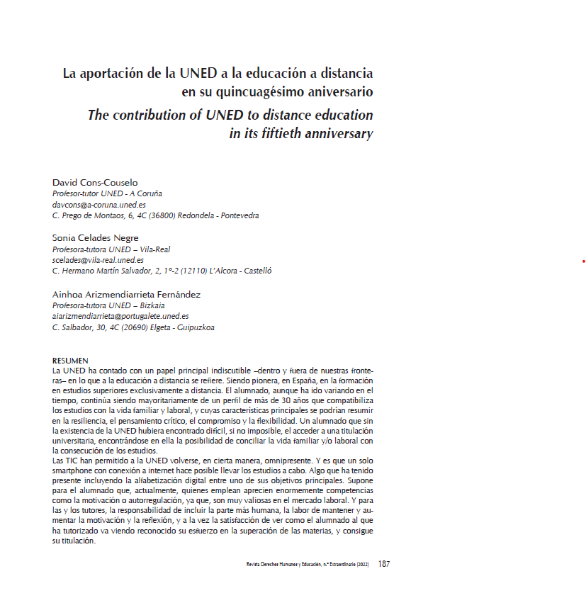 La aportación de la UNED a la educación a distancia en su quincuagésimo aniversario