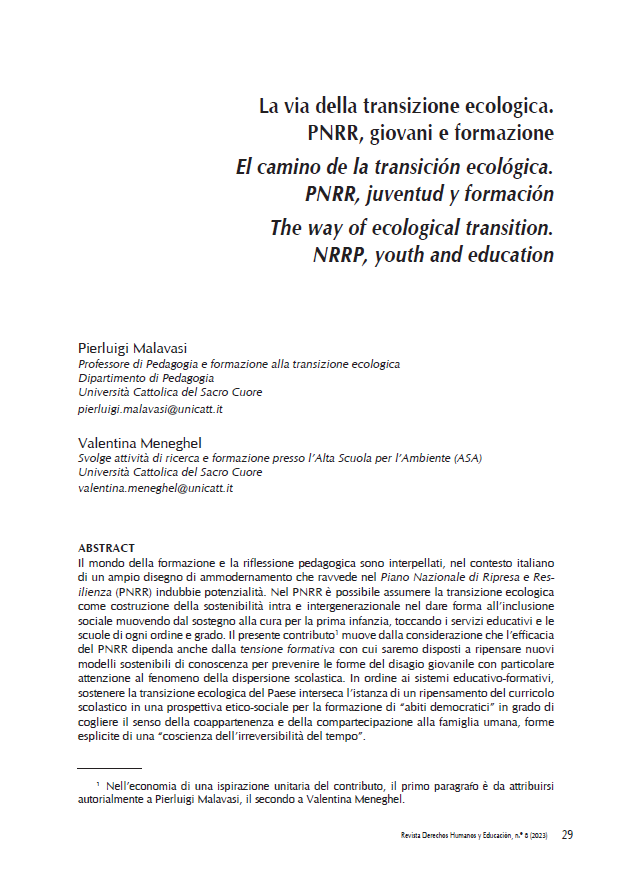 La via della transizione ecologica.