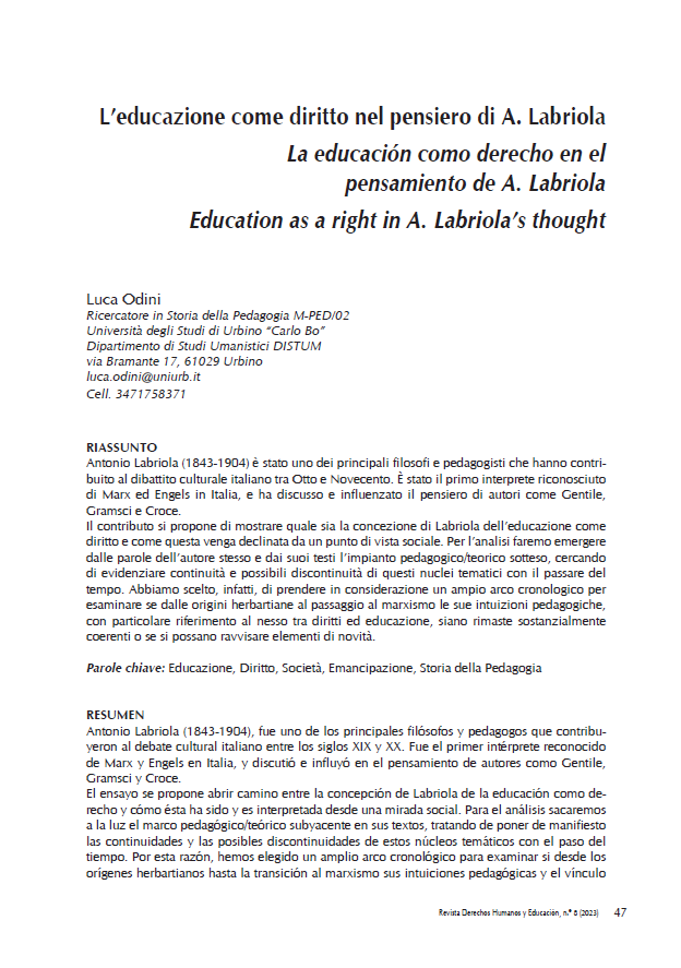 La educación como derecho en el pensamiento