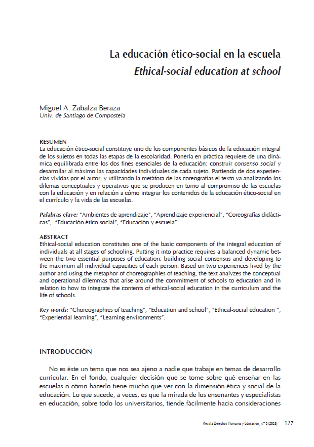 La educación ético-social en la escuela