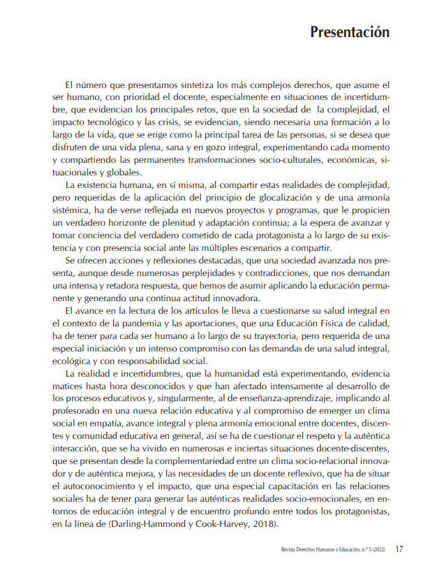 Presentación Revista nº 5 Derechos Humanos y Educación